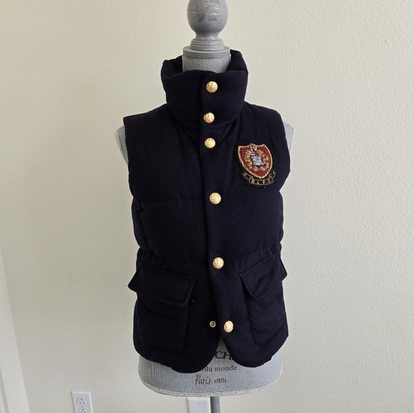 Ralph Lauren RUGBY Wool Down Classic Quilted Vest  Navy color size XS - Picture 2 of 16